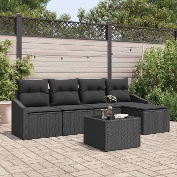 Set di divani 6 pz Nero polyrattan