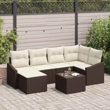 Set da Pranzo per Giardino 7 pz Marrone e Crema