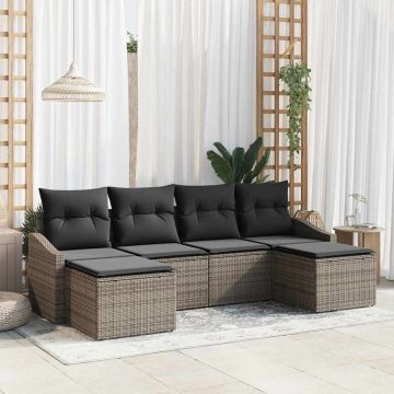 Set da Pranzo per Giardino 6 pz Grigio polyrattan