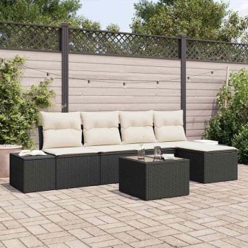 Set Divano da Giardino 5 pz Marrone e Crema polyrattan