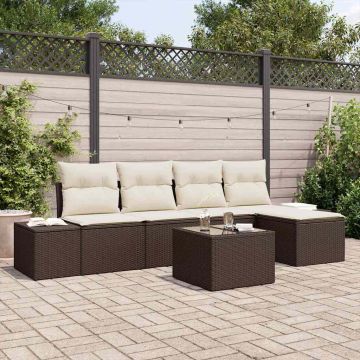 Set Divano da Giardino 5 pz Marrone e Crema polyrattan