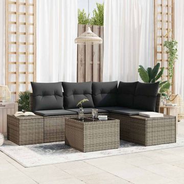 Set Divano da Giardino Grigio chiaro polyrattan