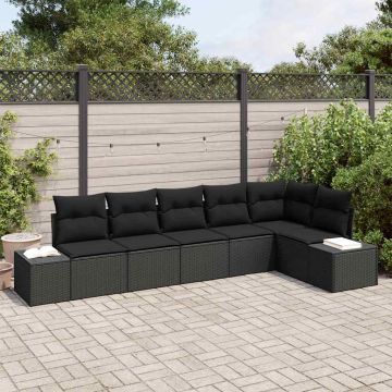 Set Divano da Giardino 6 pz Nero polyrattan
