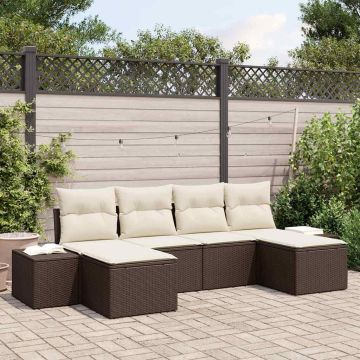 Set Divano da Giardino 4 pz Marrone e Crema polyrattan