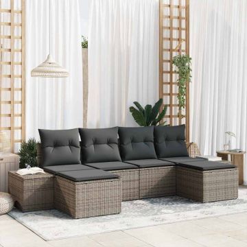 Set Divano da Giardino 4 pz Grigio polyrattan