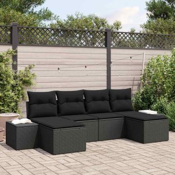 Set Divano da Giardino 4 pz Nero polyrattan