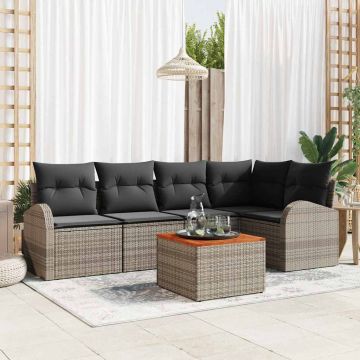 Set Divano da Giardino 6 pz Grigio polyrattan