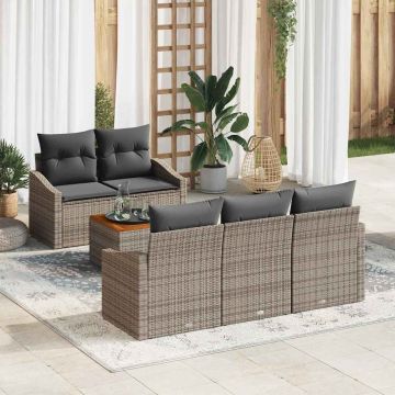 Set Divano da Giardino 6 pz Grigio polyrattan