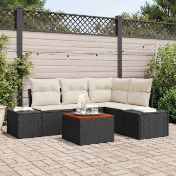 Set Divano da Giardino 5 pz Nero e Crema polyrattan