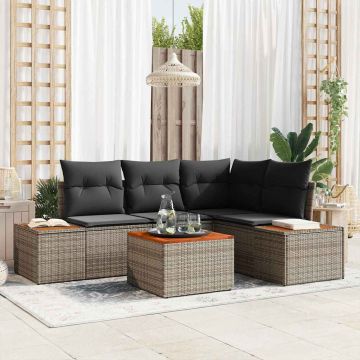 Set Divano da Giardino 4 pz 4-Numero di posti Grigio Polyrattan