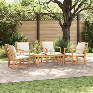 Set Divano da Giardino 5 pz Naturale Legno di teak solido