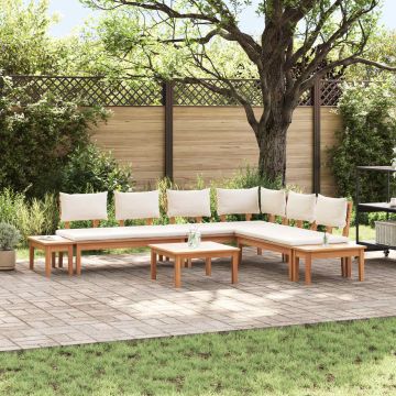 Set Divano da Giardino 4 pz Marrone e Crema