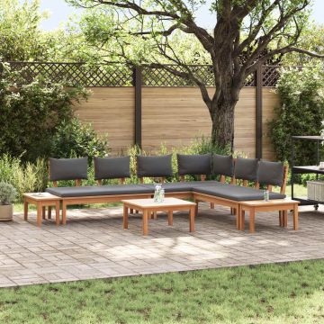 Set Divano da Giardino 3 pz Marrone e Grigio