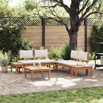 Set Divano da Giardino 3 pz Marrone e Crema