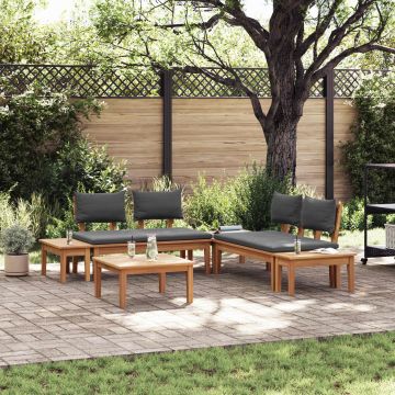 Set Divano da Giardino 3 pz Marrone e Grigio