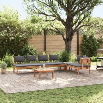 Set Divano da Giardino 5 pz Marrone e Grigio