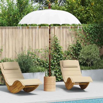 Ombrello balinese con base Crema e Naturale 190 x 190 x 250 cm