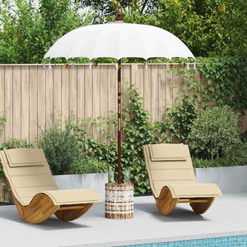 Ombrello balinese con base Crema e Bianco 190 x 190 x 250 cm