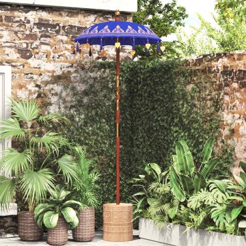 Ombrello balinese con base Blu 95 x 95 x 260 cm