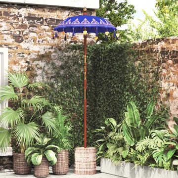 Ombrello balinese con base Blu 95 x 95 x 260 cm