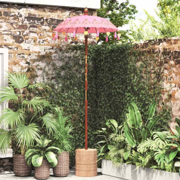 Ombrello balinese con base Rosa 95 x 95 x 260 cm
