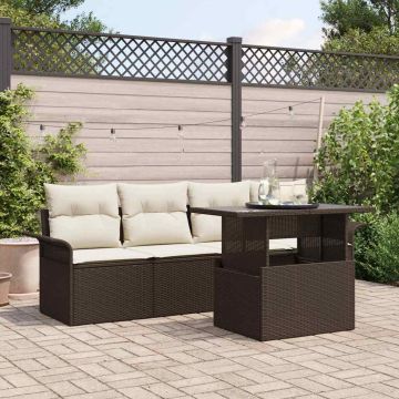 Set Divano da Giardino 5 pz Marrone