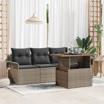 Set Divano da Giardino 5 pz Grigio Poly Rattan