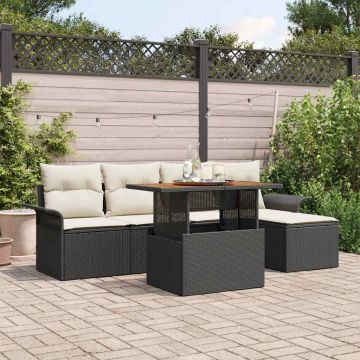 Set Divano da Giardino 6 pz Nero Poly Rattan
