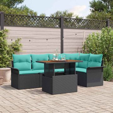 Set Divano da Giardino 6 pz Nero Poly Rattan