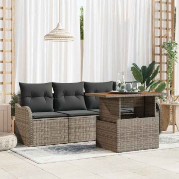 Set Divano da Giardino 5 pz Grigio polyrattan