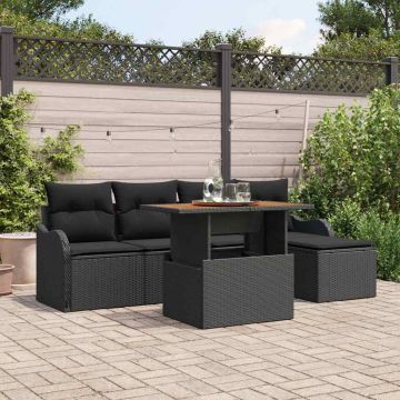 Set Divano da Giardino 6 pz Nero Poly Rattan