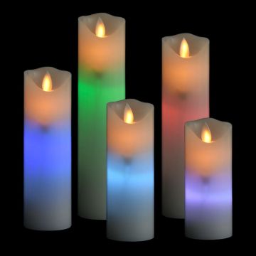 Set Candele Elettriche a LED 5 pz con Telecomando Colorato