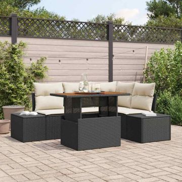 Set Divano da Giardino 5 pz Nero Poly Rattan