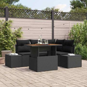 Set Divano da Giardino 5 pz Nero Poly Rattan