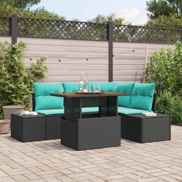 Set Divano da Giardino 5 pz Nero Polirattan