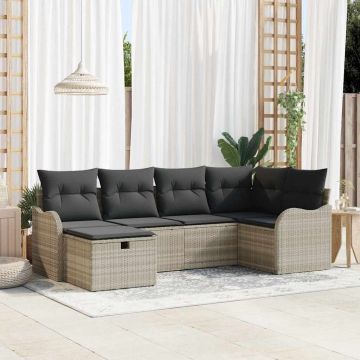 Set Divano da Giardino 6 pz 6-Numero di posti Grigio chiaro