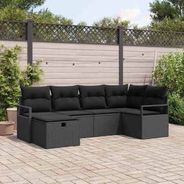 Set di divani 6 pz Nero polyrattan