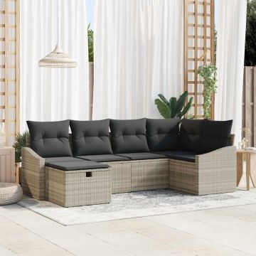 Set di divani 6 pz Grigio chiaro e grigio polyrattan