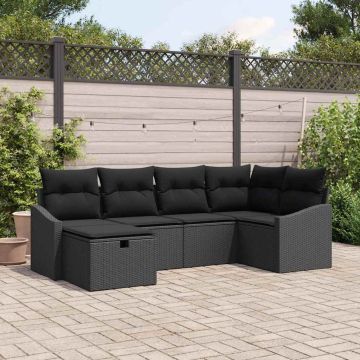 Set di divani 6 pz Nero polyrattan