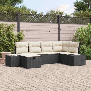 Set Divano da Giardino 6 pz Nero polyrattan