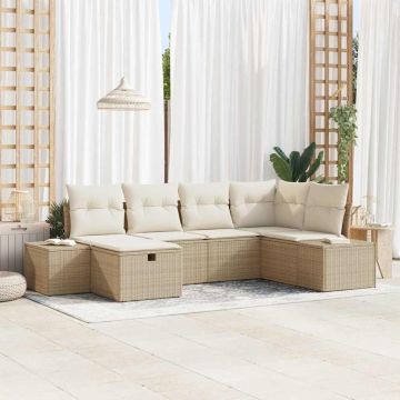 Set Divano da Giardino 6 pz Beige polyrattan