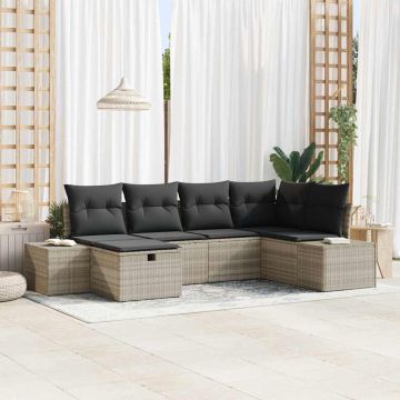 Set Divano da Giardino 6 pz Grigio chiaro polyrattan
