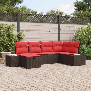 Set Divano da Giardino 6 pz Marrone polyrattan
