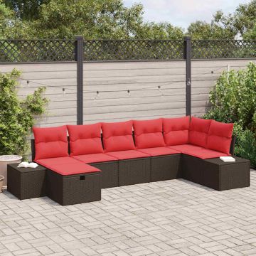 Set Divano da Giardino 7 pz Marrone polyrattan