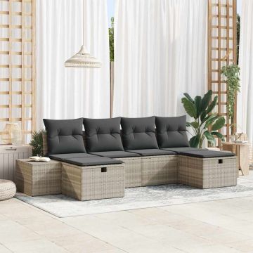 Set Divano da Giardino 6 pz Grigio chiaro polyrattan