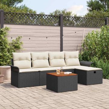 Set Divano da Giardino 6 pz Nero polyrattan
