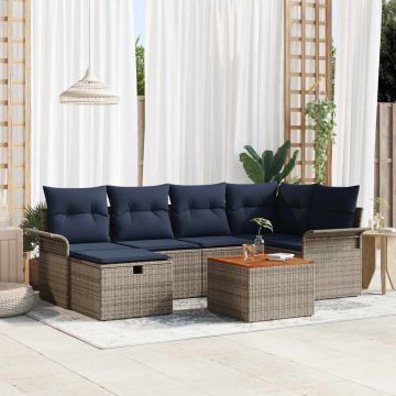 Set Divano da Giardino 7 pz Grigio polyrattan