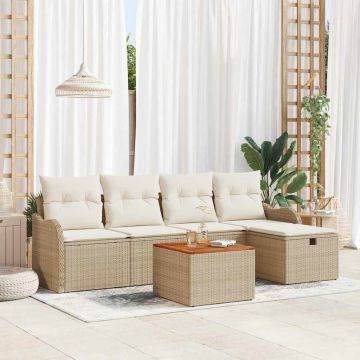 Set Divano da Giardino 6 pz Beige polyrattan