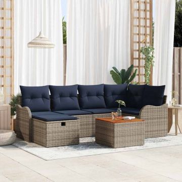 Set Divano da Giardino 7 pz Grigio polyrattan