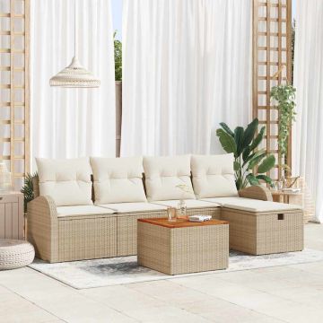 Set Divano da Giardino 6 pz Beige polyrattan
